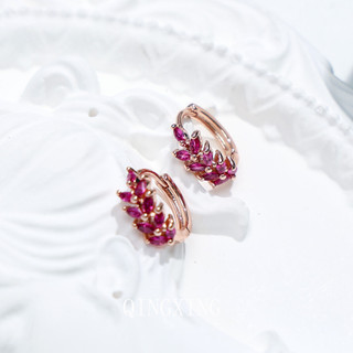 Châu Âu Mỹ ins Phong Cách Mới Đỏ Corundum Lúa Mì Tai Nhỏ Khóa Tai Nữ