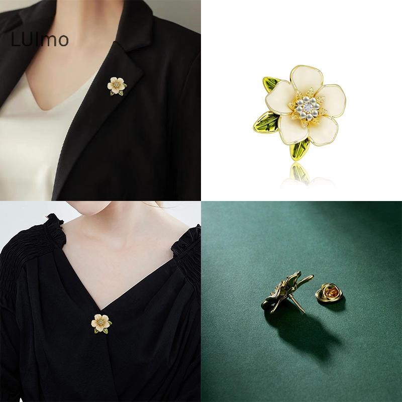 Luimo Thời Trang Gardenia Hoa Dầu Nhỏ Giọt Men Trâm Cài Cho Nữ Quần Áo Phụ Kiện Trang Sức Quà Tặng SBS