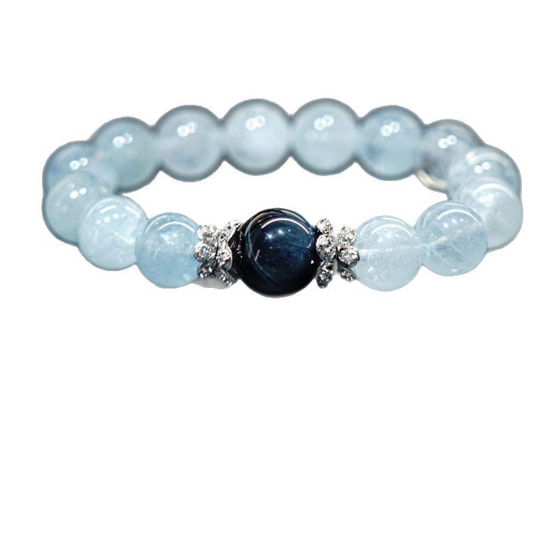 Mượt Đi Thuyền Xanh Hổ Mắt Giả Tự Nhiên Aquamarine Vòng Tay NữLight Sang Trọng Niche Thiết Kế Giả Aquamarine Pha Lê Vòng Tay Nữ