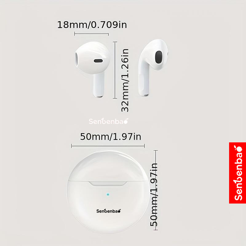 SenBenBao Pro 6 Tai nghe không dây Bluetooth Điều khiển cảm ứng Tai nghe âm thanh nổi 9D Tai nghe thể thao Tai nghe Mic tích hợp
