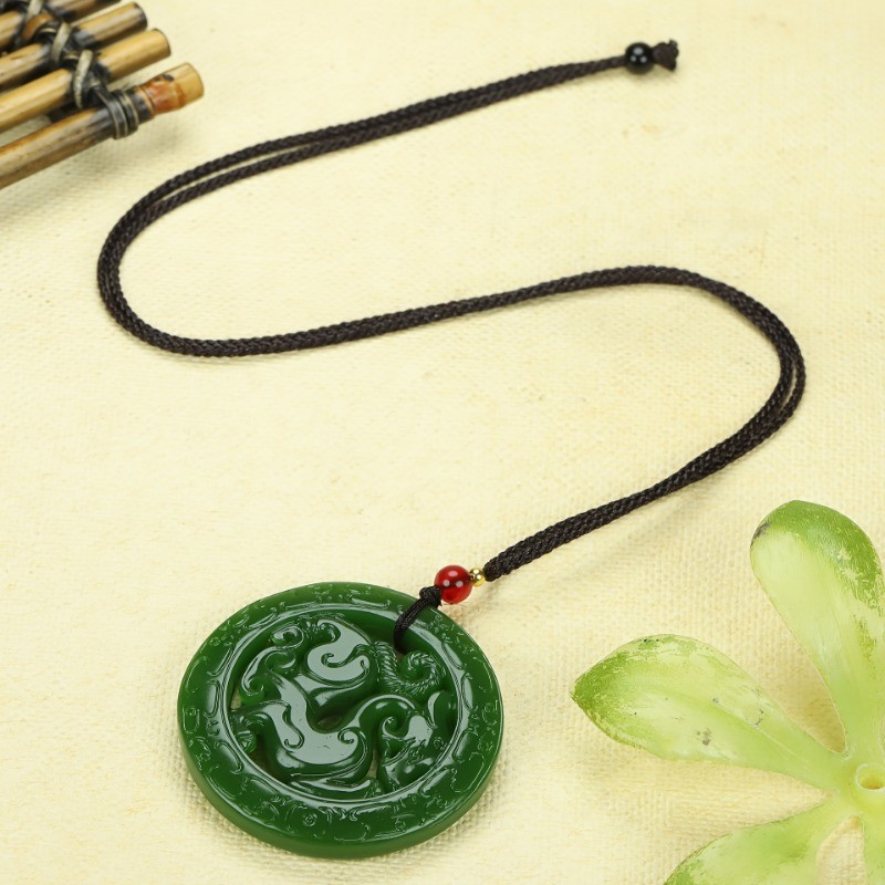 Vòng cổ mặt dây chuyền rỗng thanh lịch-Thiết kế khắc tinh tế, Phong cách truyền thống Trung Quốc, Phụ kiện thời trang nam