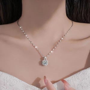 Vòng cổ kim cương đơn vàng 18K Vòng cổ Moissanite siêu Flash Mặt dây chuyền bạc Sterling Không phai màu Siêu nhấp nháy Giữ màu Vòng cổ kim cương đơn Mặt dây chuyền bạc nữ Ánh sáng Phụ kiện chuỗi xương đòn sang trọng Cao cấp-