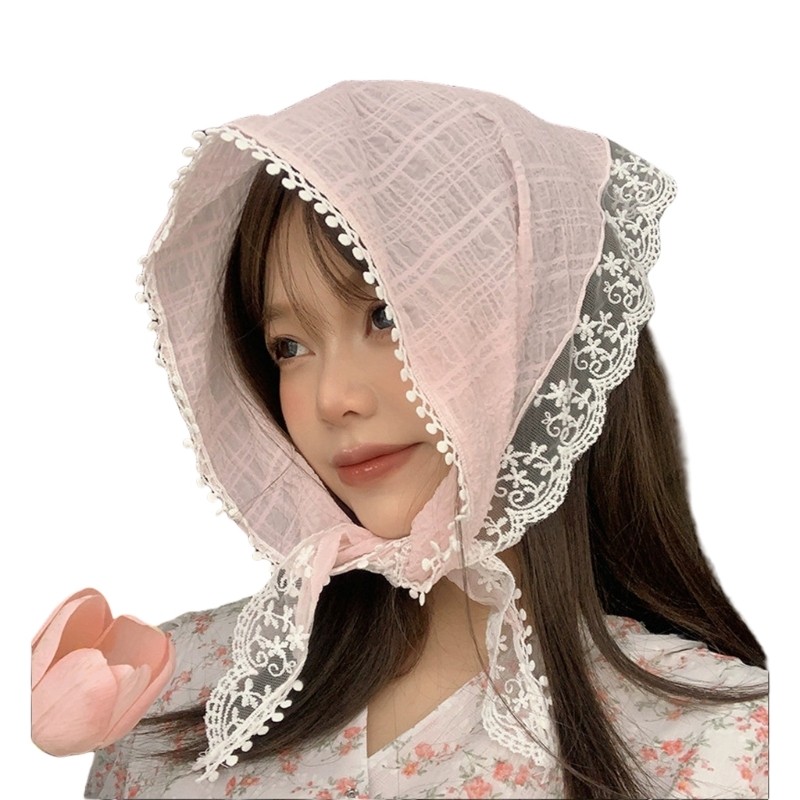 Wellb Hoa Ren Tóc Bandana Thắt Nút Khăn Trùm Đầu Vintage Kerchief Cho Nữ Tam Giắc