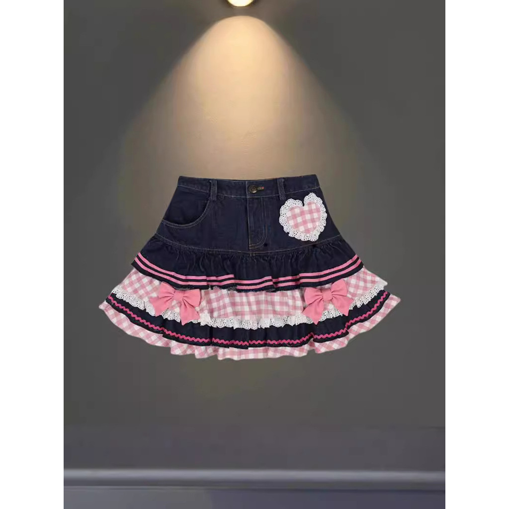 Váy Nữ Phong Cách Mới Mùa Hè Hồng Âu Mỹ Xếp Ly Váy Denim Nữ