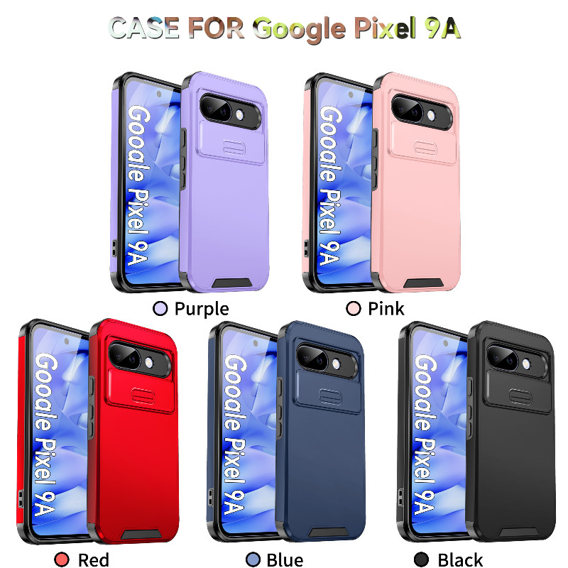 Ốp Chống Sốc 2 Trong 1 Cho Google Pixel 9A 9 XL 8 8A 7 6A 9 Pro 5G 4G Trượt Camera Vòng Đứng Mặt Sau Vỏ Điện Thoại