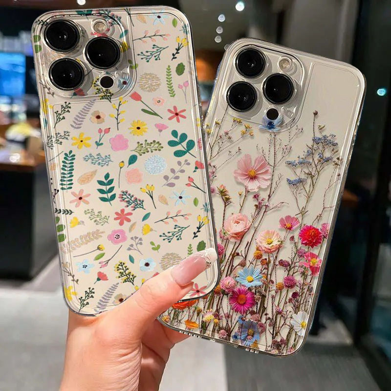 Vỏ hoa văn cây hoa hợp thời trang cho Xiaomi Redmi Note 14 13 12 4G 13 14 Pro Plus 5G Vỏ hoa mềm trong suốt Bảo vệ Camera trong suốt Silicon chống sốc trong suốt