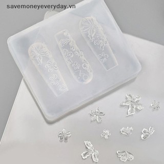 [savemoneyeveryday] Khuôn khắc móng tay bằng silicon 3D Tấm dập móng tay Stencils DIY UV Gel Dụng cụ làm móng tay Người đam mê nghệ thuật làm móng [vn]