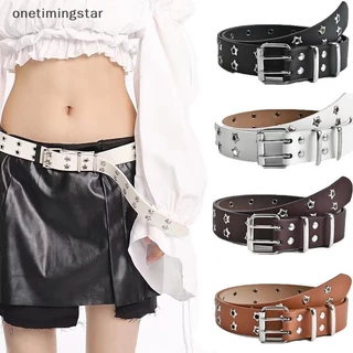 Onetimingstar Thời Trang Nam Nữ Phong Cách Punk Dây Xích Dây Có Thể Điều Chỉnh Ngôi Sao Rỗng Đôi Ngực Khóa Kim Loại Da Quần Jean Dây Thắt Lưng OTS
