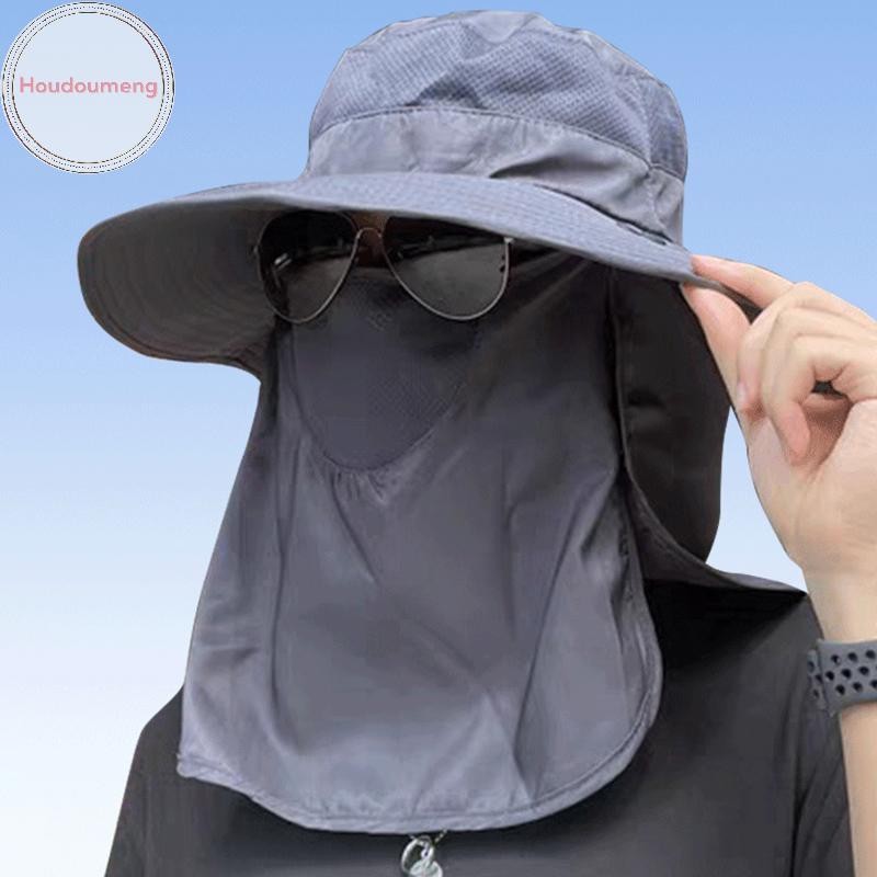 Houdumeng Thời Trang Mùa Hè Mũ Chống Nắng Chống Tia UV Ngoài Trời Hưng Câu Cá Mặt Trời Rộng Vành Thoáng Khí Có Thể Tháo Rời Người Cá Mũ VN