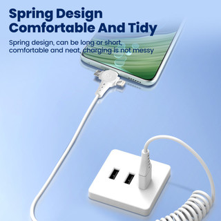 Cáp lò xo USB Elough 3in1 cho điện thoại di động Dây cáp sạc Micro USB Type C