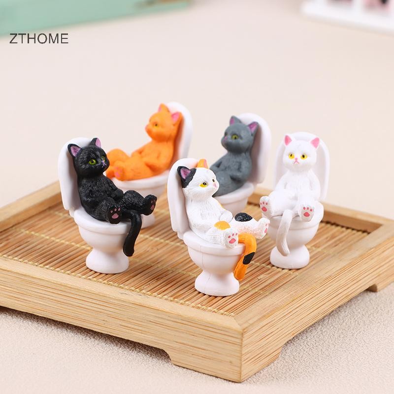 Zthome 1Pc Nhà Vệ Sinh Series Hình Mèo Thu Nhỏ Dễ Thương Dài Lasg Tượng Mèo Đẹp Cho Văn Phòng Mini Nhà Búp Bê Trang Trí HOT