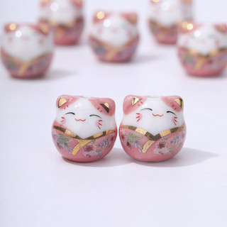 Màu Mới Mèo May Mắn Mèo Dễ Thương Nhật Bản Gốm Tự Làm Handmade Nhiều Màu Sắc Lỗ Dọc Đầu Mèo Sáng Tạo Vòng Chân