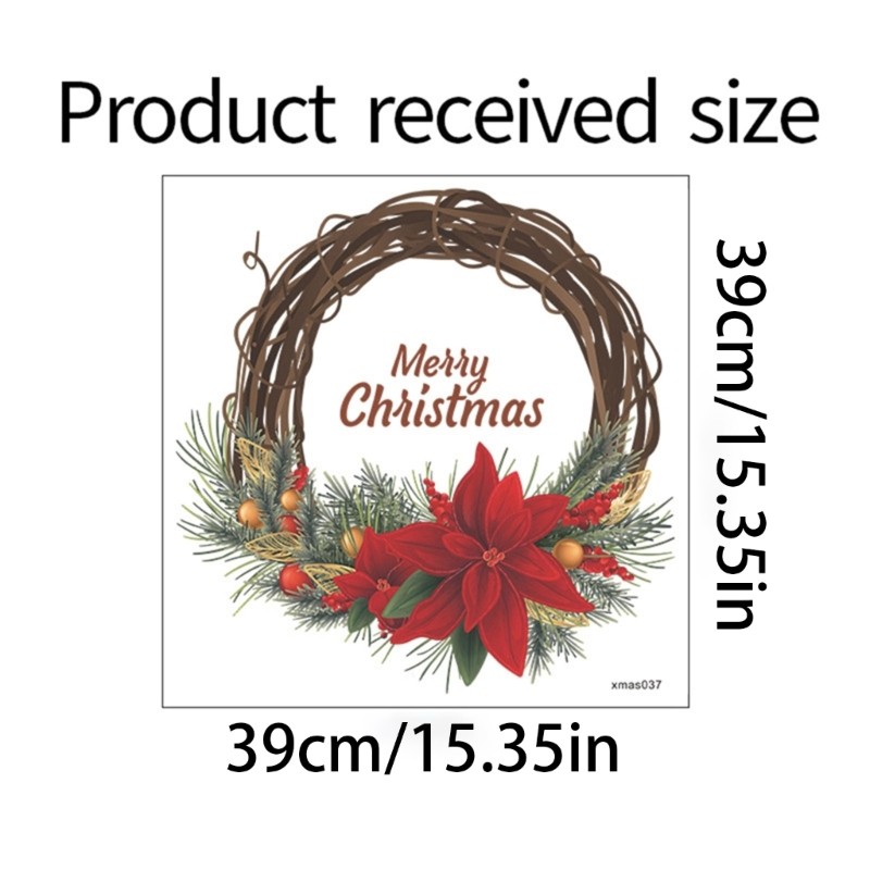 SHI Dễ Thương Giáng Sinh Vòng Hoa Dán Tường Bé Trẻ Em Phòng Khách Xmas Cây Vòng Hoa Decal Nhà Cửa Sổ Kính Tĩnh Trang Trí