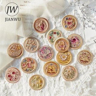 Jianwu Time Box Series Vintage Hoa Cảnh Quan Chất Liệu Cắt Dán Lửa Sơn Nhỏ Giọt Keo Dán Sáng Tạo DIY Tạp Chí Văn Phòng Phẩm