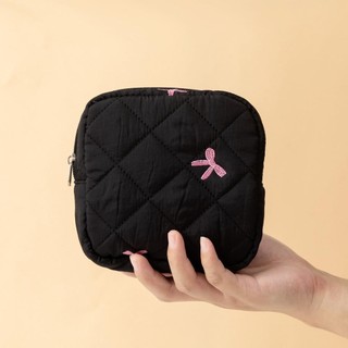 Túi đựng khăn ăn vệ sinh THEHOMECO, Túi trang điểm nhỏ bằng vải Cotton, Túi ly hợp Mini Coquette Bow dành cho nữ [Còn hàng]