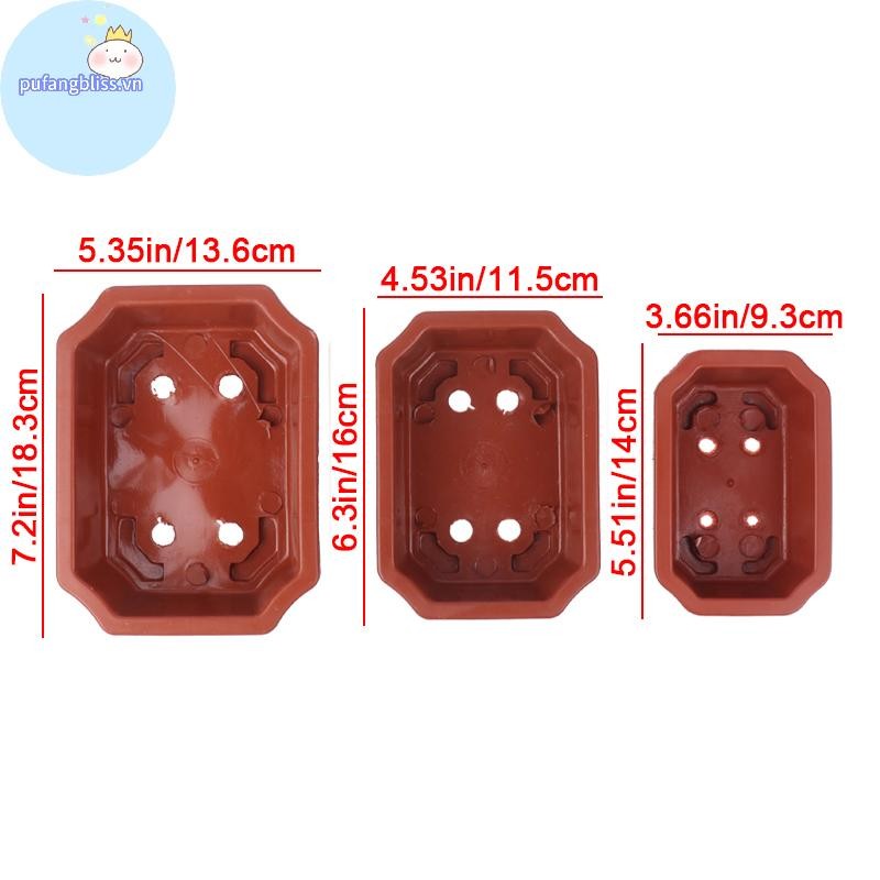Pufangbliss 1 Chậu Nhựa Vintage Chậu Trồng Hình Chữ Nhật Cổ Điển Nồi Xương Rồng Nồi Hoa Chậu Làm Vườn VN