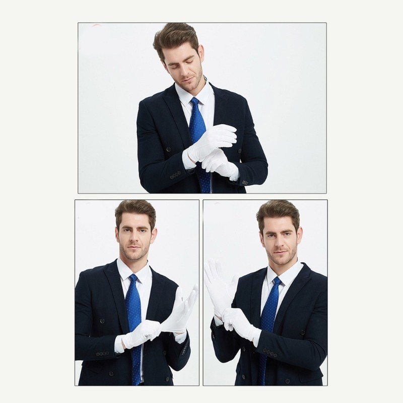 Pealike Antislip Chấm Găng Tay Trắng Trang Trọng Tuxedo Diễu Hành Bảo Vệ Găng Tay Nghi Thức Găng Tay
