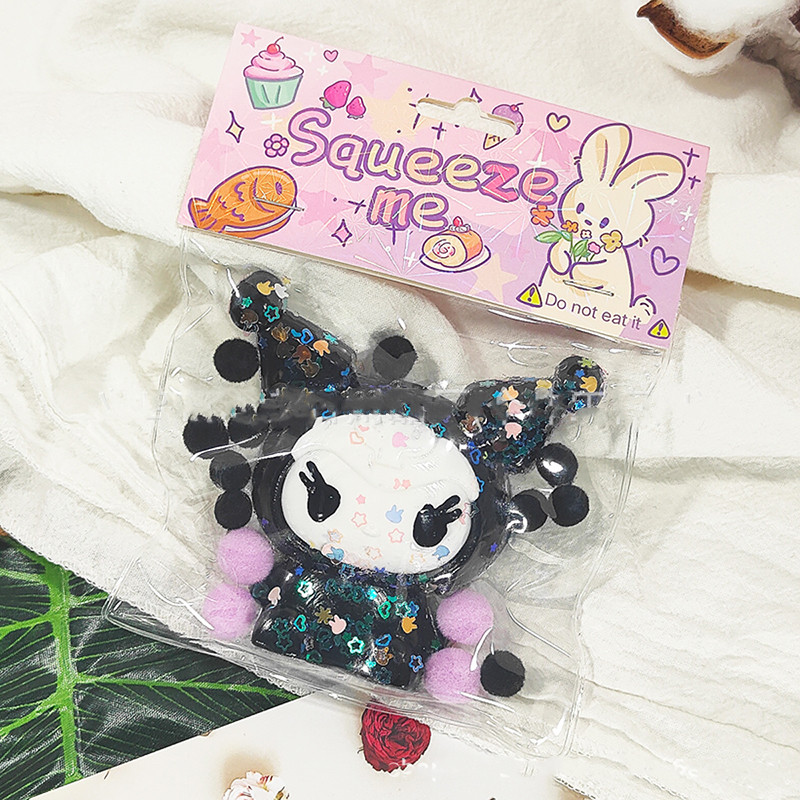 Sanrio Hoạt Hình Dễ Thương Kuromi Bóp Đồ Chơi Blingbling Chống Căng Thẳng Đồ Chơi Người Lớn Silicone Pinch TPR Mềm Giải Nén Căng Thẳng Đồ Chơi Cho Trẻ Em