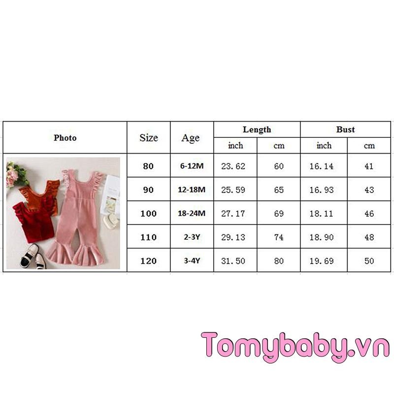 Trẻ Em Bé Gái Thu Đông Áo liền quần Ruffle Tay Nhung Một Mảnh Suspender Quần loe
