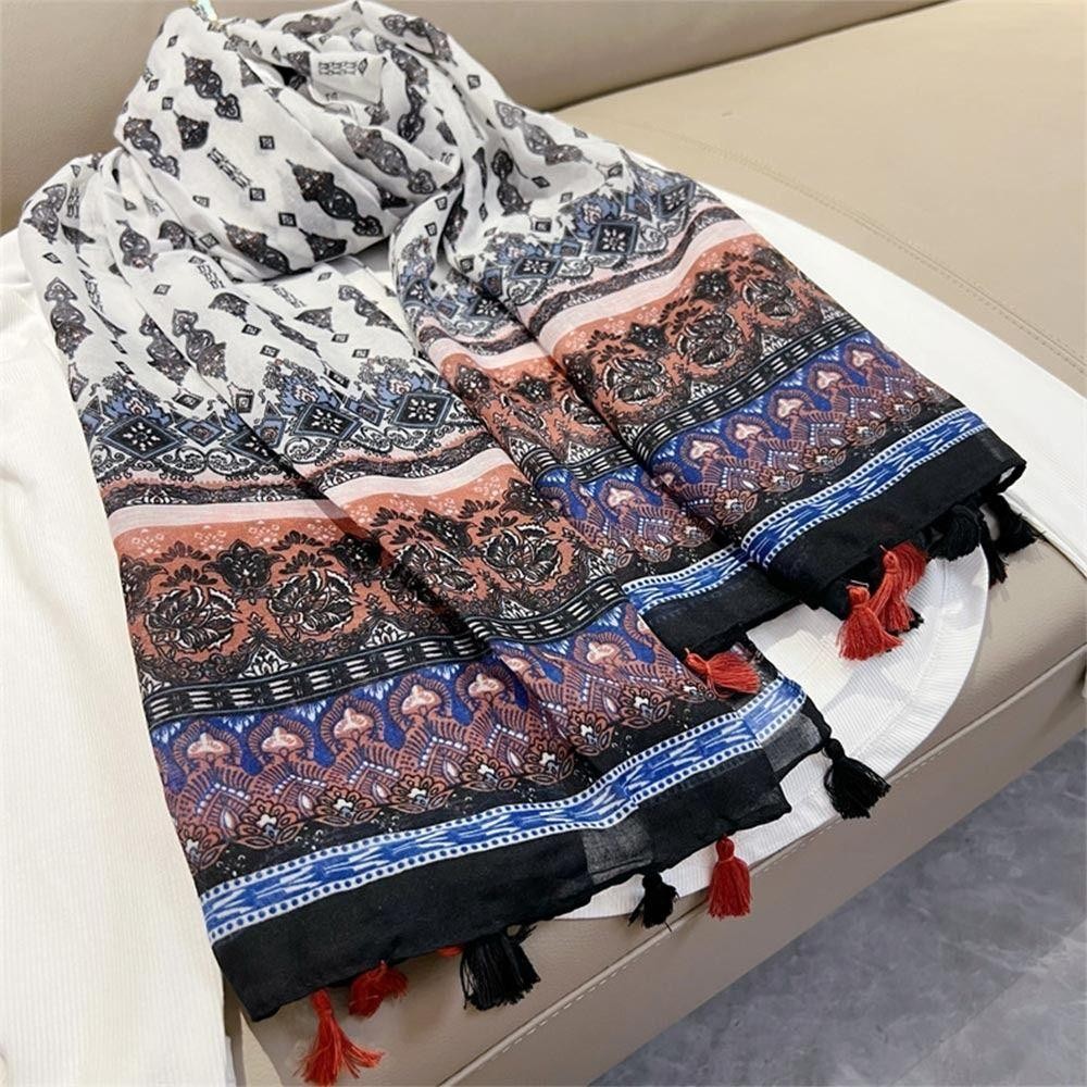 Khăn choàng mềm dài TRACEILLOIAN, Khăn quàng tua rua nữ in hình hạt điều, Khăn choàng Bohemian mỏng thời trang cổ điển 180 * 90cm ấm áp mùa đông