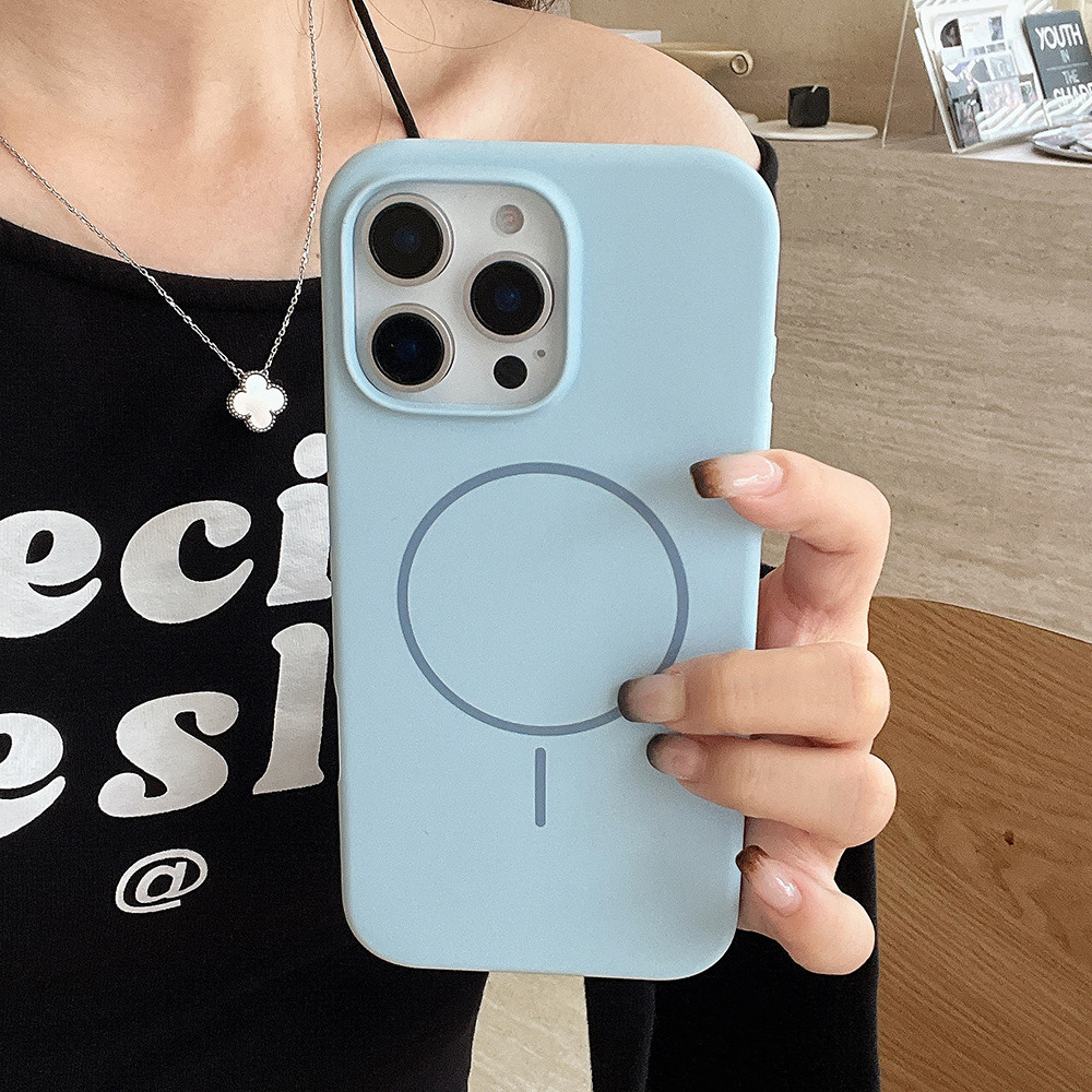 Ốp Điện Thoại Silicon Lỏng Từ Tính Cho iPhone 17ProMax 16Plus 15 14 13 12 11 Vỏ Bảo Vệ Chống Sốc