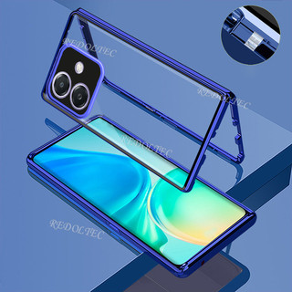 Ốp điện thoại OPPO A3X A3 5G 4G Bảo vệ toàn bộ ống kính Vỏ kim loại từ tính OPPOA3 X OPPO A3 X A3X Mặt trước hai mặt kính mặt sau Vỏ điện thoại toàn thân có khóa