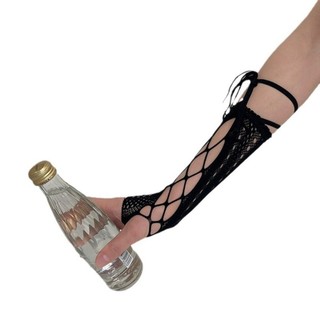 Găng tay Lolita lưới mùa hè ASDFGER, Y2k Chống nắng Punk Tay áo ren, DIY Retro Ren Chống nắng Dây đeo chéo Quần áo Oversleeve Phụ kiện trang trí