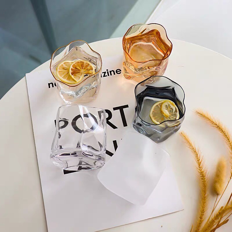 Cốc thủy tinh decor uống nước sáng tạo cốc xoắn, ly thuỷ tinh uống whisky cao cấp