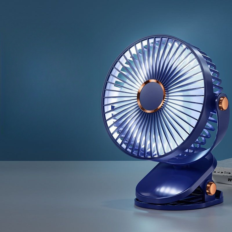 Quạt mini để bàn tích điện 5 mức độ gió, có đèn ngủ 5000 mha, hoạt động 6h-8h  [bảo hành 6 tháng]
