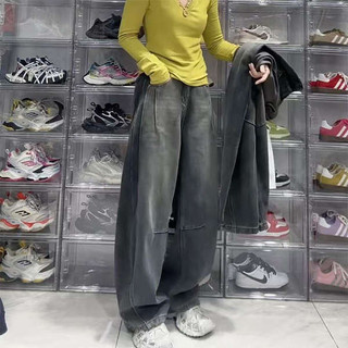 Quần Jeans nữ ống rộng dáng cổ điển, lưng cao tôn dáng, vải bò, phong cách Vintage, mùa xuân 2025, hàng sẵn