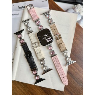 Dây đeo iWatch S10/9/8/7/SE/6/5/4/3/2/1 Dây da kim cương 38/40/41/42/44/45/49/46mm