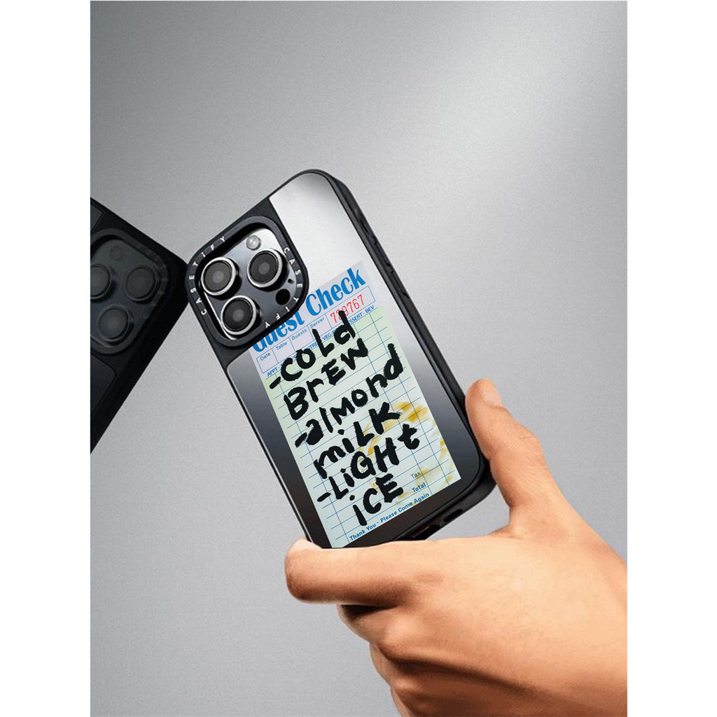 CASECASE X Cold Brew Almond Milk Light Ice Từ hút Black & Sliver Mirror IPhone Case IPhone 16 15 14 13 12 Pro Max Plus Ốp điện thoại cứng có hộp khắc logo