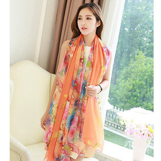 Khăn choàng lụa chiffon dài in hình, chống nắng mùa xuân hè, dùng làm khăn tắm biển hoặc choàng cổ mẹ Hàn Quốc 4.11 SMGD