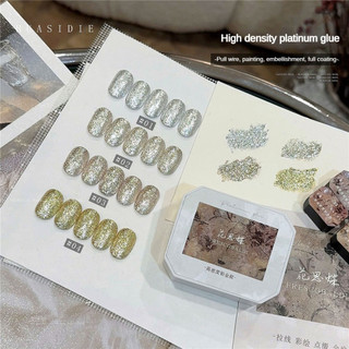 XEIJAYI 4 lưới gel móng tay bạch kim mật độ cao, sơn đường kéo, keo quang trị liệu bạch kim siêu sáng, nghệ thuật làm móng cho tiệm nail