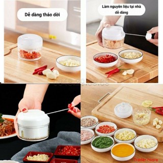 Dụng cụ xay tỏi ớt mini kéo tay - máy xay tỏi cầm tay đa năng tiện lợi #A254