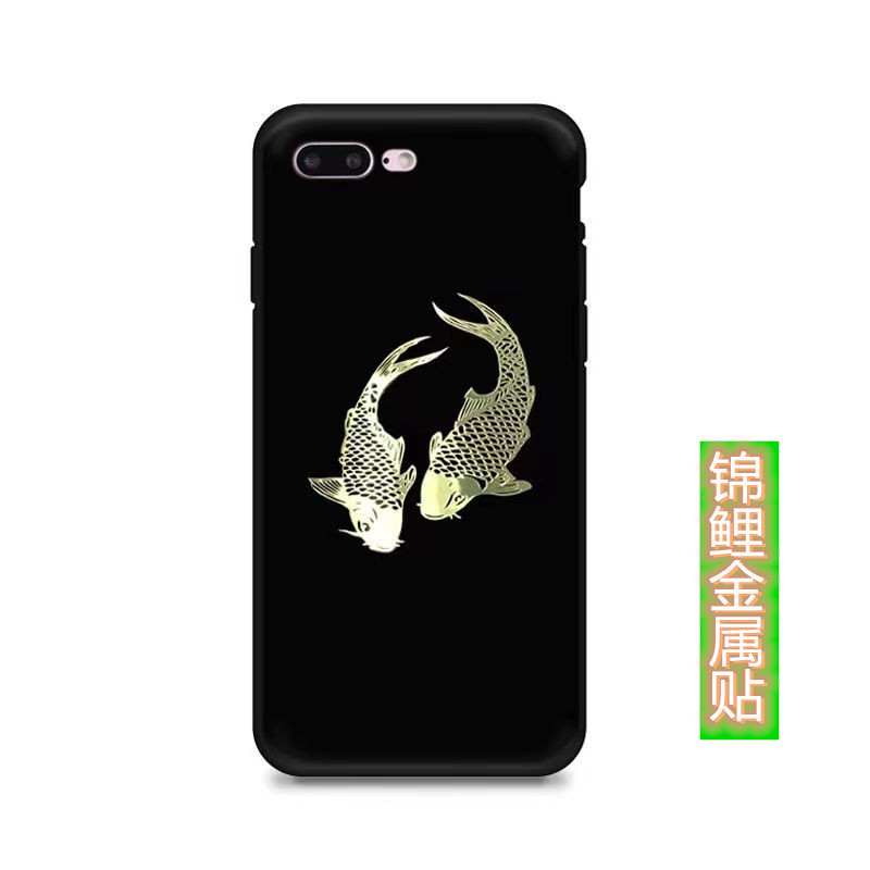 Nhãn dán kim loại Yin Yang họa tiết bát quái Trung Quốc, cá koi, dùng cho điện thoại/laptop