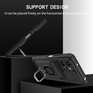 Dành Cho Redmi Note 12 4G Ốp Lưng 4 Trong 1 Trượt Camera Bao Đựng Thẻ Đứng Vuông Freebie Dây Chống Sốc Chống Rơi Mỏng Mềm TPU Cover
