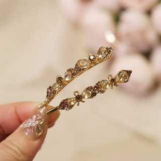 MAUROPOLI Cặp kẹp tóc kim cương giả pha lê phong cách mới, nơ đính đá, kẹp đầu/phẳng, mũ đội đầu