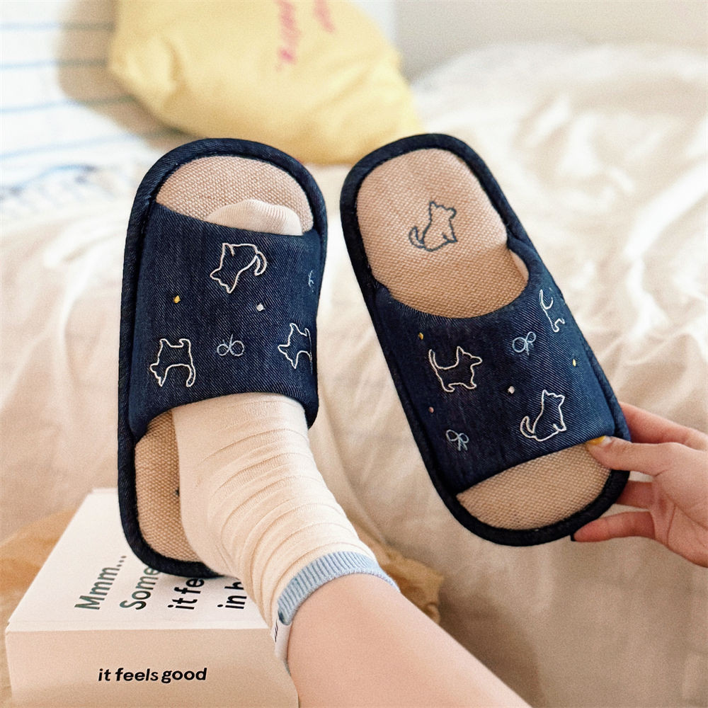 XIXITIAO Dễ Thương Thêu Chó Con Mồ Hôi Mùa Xuân Thoải Mái Mùa Hè Điều Hòa Không Khí Phòng Cotton Line