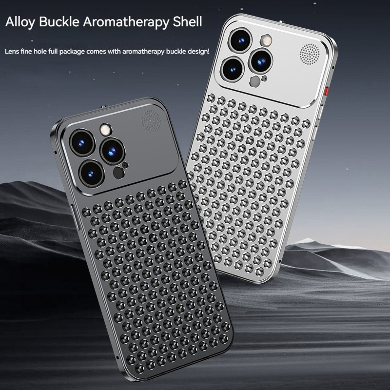 Dành Cho iPhone 14 15 16 17 ProMax Kim Loại Tản Nhiệt Ốp lưng 15Pro Hợp Kim Nhôm Thơm Siêu Mỏng Chống Sốc Ốp Lưng
