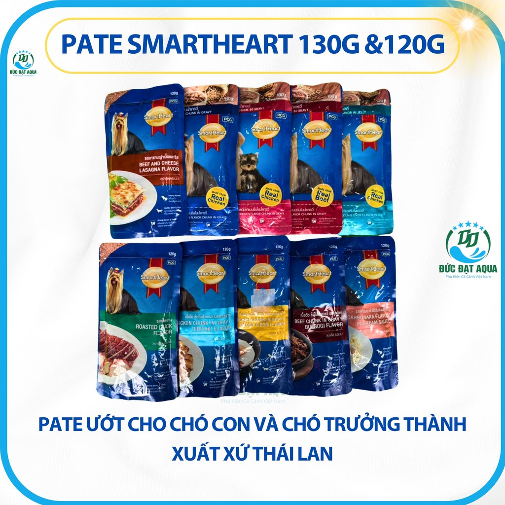 pate smarthear 130g & 120g giành cho chó trưởng thành và chó con , hàng chính hãng ( combo 4 gói )