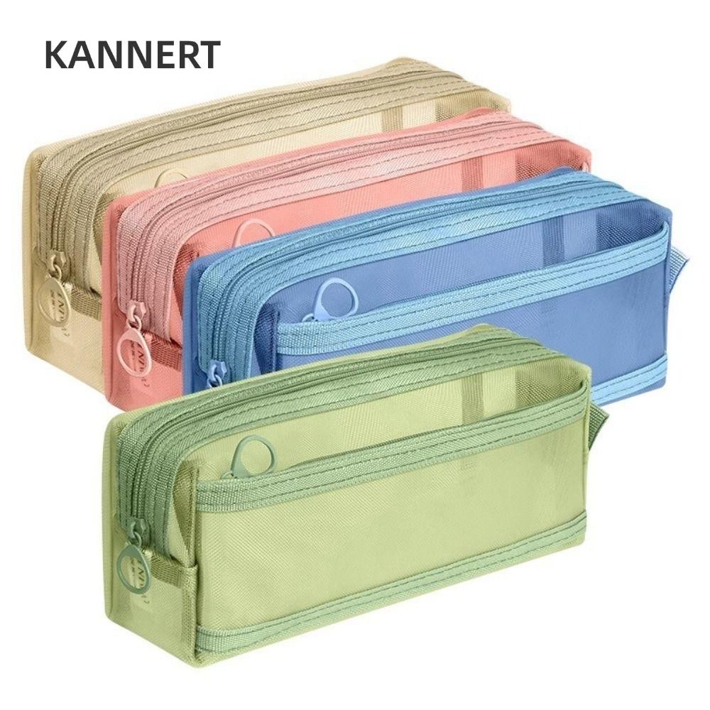 Bút Chì KANNERT, Túi Đựng Bút Dung Tích Lớn Trong Suốt, Hộp Đựng Bút Hai Lớp Lưới Trở Lại Trường Học