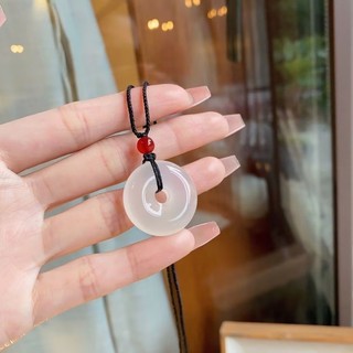 Vòng cổ ngọc bích trắng Trung Quốc Dây bện cho nữ Quà tặng Phụ kiện trang sức