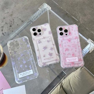 Ins Hoa Đựng Thẻ Ảnh Ví Ốp Lưng Điện Thoại Cho iPhone 16 15 14 13 12 Mini 11 Pro XS X XR 7 8 Plus SE 2020 2022 Ốp Lưng Mềm Trong Suốt TPU Chống Va Đập