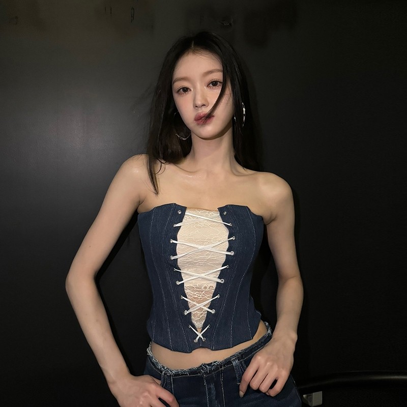 Cutenew Casual Strapless Vest Off Sleeves Backless Skinny Cá Tính Hot Chick Niche Thiết Kế Đa Năng Không Khí Phong Cách 2024 Hot Mới