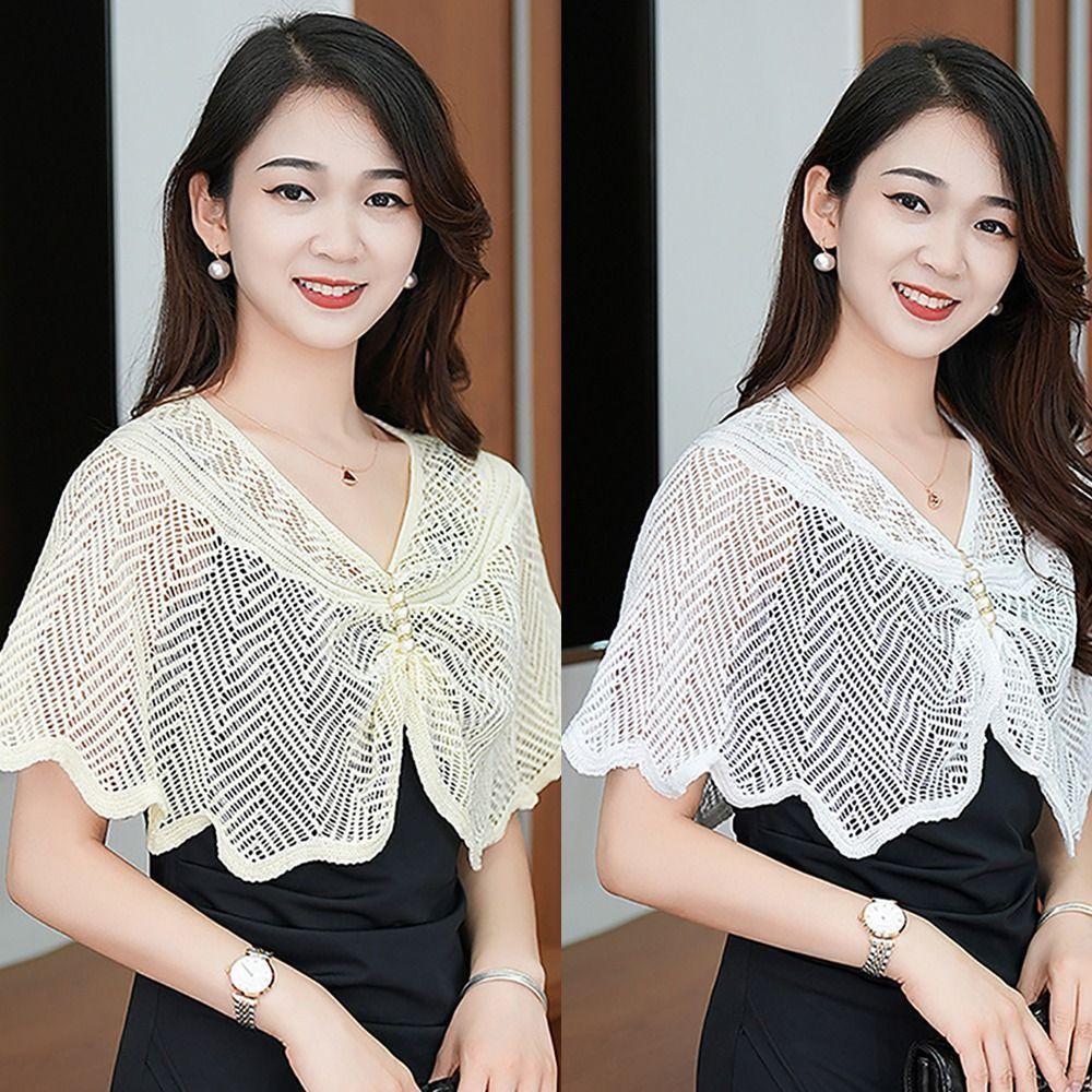 Khăn choàng vải tuyn SAIA đa sắc, ngắn - Áo khoác ren mỏng thoáng khí dành cho nữ