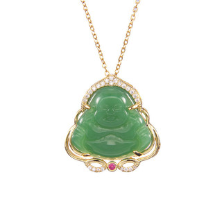 Bụng Lớn Maitreya Phật Vòng Cổ Nữ Giả Ngọc Lục Bảo Xanh Chalcedony Sen Tathagata Nữ Thép Titan Xương Đòn Dây Chuyền