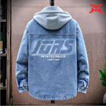 Denim Người Đàn Ông Thanh Thiếu Niên Lông Cừu Độn Sinh Viên Velvetlined Độn Giữ Ấm Trùm Mũ Trùm Mũ Nhung Áo Khoác — ảnh 5