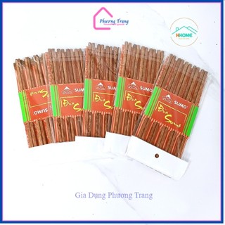 Đũa gỗ tự nhiên Sumo (1 vỉ 10 đôi) cao cấp không hoá chất nhiều mẫu - Phương Trang