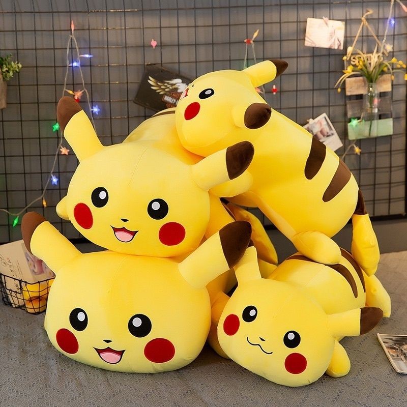 Gấu bông Pikachu 45cm, thú nhồi bông mềm mịn, gấu bông cho bé ngộ nghĩnh, Quà tặng dễ thương